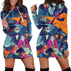 Robe à capuche décontractée en tricot d'hiver Jack Skellington imprimée en 3D pour femmes avec couleurs et tailles personnalisables - Product Image 6