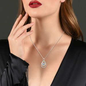 Collier pendentif infini classique de luxe, grand diamant brillant, étincelant, argent sterling 925, moissanite 3 carats, 9,1 mm, pour les fêtes - Product Image 5