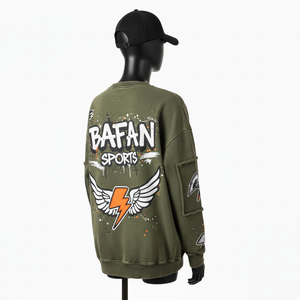 Sweat-shirt pour femme, effet délavé soleil, coton lourd, polaire en polyester, lavage vintage, toucher doux, logo imprimé personnalisé, sweat-shirts respirants pour femme - Product Image 5