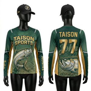 เสื้อตกปลาแขนยาวสำหรับผู้หญิง ผ้าโพลีเอสเตอร์ผสมสแปนเด็กซ์ 180 GSM น้ำหนักเบา ระบายอากาศได้ดี สีน้ำเงินไล่เฉด พร้อมโลโก้แบบซับลิเมชั่น - Product Image 2