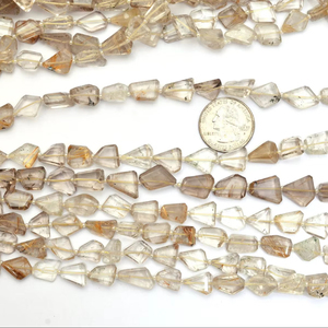 AAA+ Rutilated Quartz 11mm-13mm Faceted Nuggets Natural Golden Rutile <b>Step</b> Cut Tumbled Semiprecious Gemstone Beads for Jewelry - Product Image 1