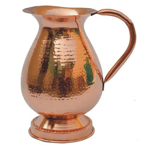 Jarra de Agua de Cobre Martillado de Diseño con Tapa para Uso Doméstico Tradicional y Beneficios para la Salud Ayurvédica - Product Image 1