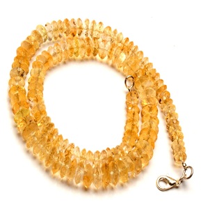 Natural Citrine Gem 7 to 9 mm Size Faceted German Cut Rondelle Beads Christian Wedding <b>Gold</b> Plated <b>Necklace</b> - Product Image 3