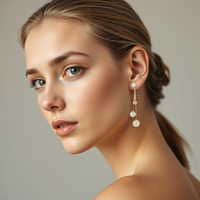 Pendientes de Oro de 14K de Lujo JJ BRAVO, con Perlas Blancas de Agua Dulce Certificadas, Diseño Español Moderno, Hechos a Mano en España, para Mujer