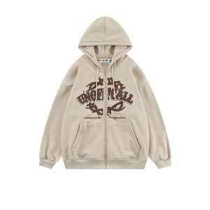 Pull personnalisé avec fermeture éclair complète brodé et épais sweat à capuche uni de haute qualité - Product Image 3