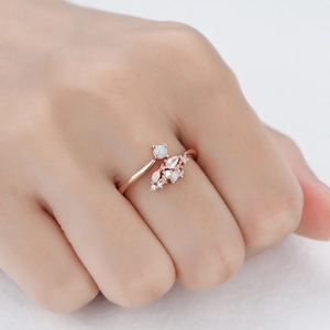 Anillos de oro sólido para parejas, piedras preciosas de ópalo etíope, anillos de joyería fina de oro de nuevo diseño de lujo con anillo de diamantes reales naturales - Product Image 5