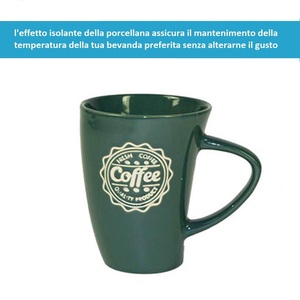 Set di 6 tazze di porcellana colorate 350 ml di Design multicolore con rosso verde e grigio-per il caffè tè latte - Product Image 3
