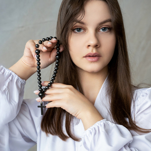 Perles de prière chrétiennes en shungite Perles de 9 mm (0.35 po)-30 pièces; Perles de 12 mm (0.47 po)-2 pièces; Perles de 18 mm (0.71 po)-1 pièce - Product Image 4