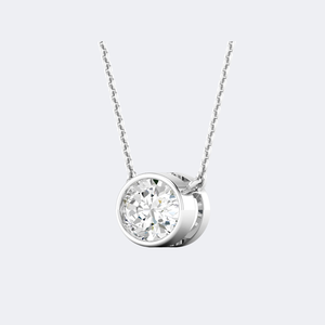 Collier solitaire ovale 1,00 carat en or 14 carats avec diamant de laboratoire couleur D VVS, pendentif minimaliste pour femme - Product Image 2