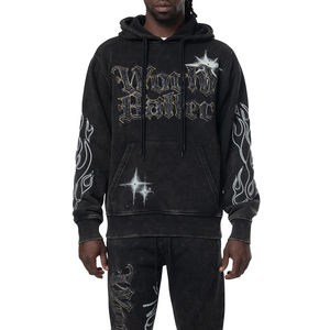 Sweat à capuche personnalisé avec strass, streetwear décontracté, hiver, nouveau design, 100% coton, prix bas, sweat à capuche intégral pour homme, sweat à capuche brillant - Product Image 1