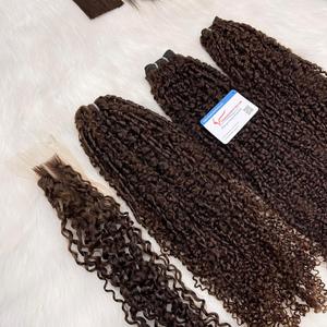 Extension de cheveux humains bouclés pixie vietnamien cheveux trame machine de couleur brune 24 pouces disponibles qualité supérieure - Product Image 3