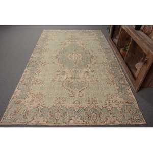 พรมตุรกีวินเทจขนแกะ5.5x9.4ฟุตแบนถักด้วยลวดลายปะติดสำหรับตกแต่งห้องนั่งเล่นหรือใช้ในห้องโถง - Product Image 1