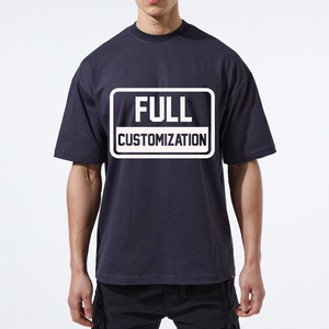 Top Quality Men Rib Neck Oversized T-Shirt 100% Cotton Luxury Drop Shoulder Blank Streetwear <b>Tshirt</b> - Product Image 5