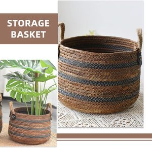 Cesta de almacenamiento tejida de algas marinas, cesto de paja para la colada, juguete y Manta, organizador de mimbre, cesta, maceta para árbol, almohadas, ropa sucia - Product Image 6