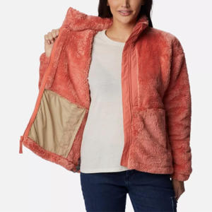 Veste bomber en polaire à capuche pour femme, pour le camping, la randonnée, fermeture éclair avec logo, vêtements d'extérieur confortables, prix d'usine, technique de teinture unie - Product Image 3