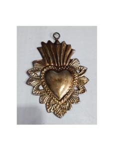 Decoración de Hogar de Metal de Estaño con Diseño de Corazón Sagrado y Flores, Color Dorado Cobre Antiguo - Product Image 5