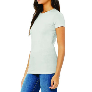 Nueva llegada Camisetas transpirables para mujer Bajo MOQ Color sólido O-cuello Camisetas para mujer Hecho en Pakistán - Product Image 2