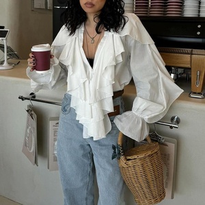 Chemisier Lin Femme Ample Boutonné Manches Longues - Col V Chic Décontracté - Chemise Basique Élégante