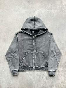 Sweat à capuche surdimensionné pour homme, imprimé et brodé sur mesure, déchiré, épaules tombantes, coupe ample, poids lourd, 100% coton - Product Image 6