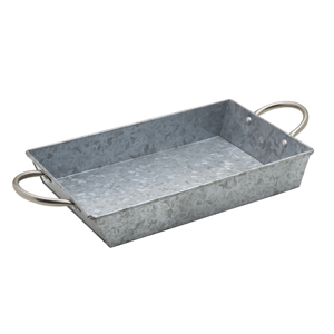 Bandeja de Metal galvanizado martillado de inspiración vintage, barra segura, accesorios para carrito, platos para servir cócteles y platos esenciales - Product Image 2