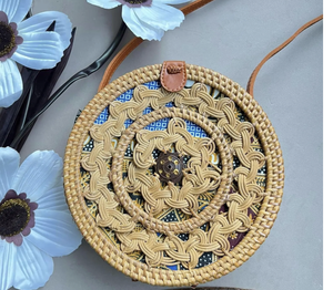 Bolso de mujer, bolso tejido de ratán, bandolera de un solo hombro, bolso de playa de paja de verano de mano redonda de India - Product Image 3