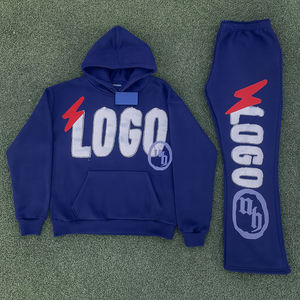 ชุดวอร์มพิมพ์ลายพัฟสำหรับ3D ชุดวอร์มผ้าฝ้ายขนแกะชุดวอร์มทรงโอเวอร์ไซส์แบบลำลองและเรียบง่ายกางเกงวอร์มกางเกงขาบานและเซ็ทมีฮู้ด - Product Image 3