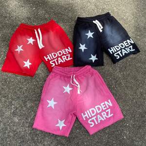 Pantalones cortos de lavado ácido para hombre vintage personalizados 100% algodón de talla grande sólido informal con cordón 3D estampado de burbujas de espuma de pantalla de talla grande para hombre - Product Image 5