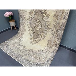 Turkish 5.2x8.7 ft Rug, Large Vintage Rug, <b>Brown</b> Gray Persian <b>Wool</b> Rug - Product Image 2