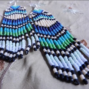 ต่างหูขอบลูกปัดสไตล์โบโฮพื้นเมืองต่างหูลูกปัดขนนกขนนก - Product Image 2