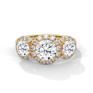 Bague Halo à 3 Pierres en Argent Sterling 925 avec CZ Rond Brillant de 1,0 ct, Bague de Fiançailles Élégante, Bague de Promesse de Mariage pour Femme, Cadeau - Product Image 2