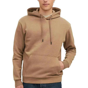 Men's Casual 100% Cotton <b>Fleece</b> Hooded <b>Sweater</b> 2-Color Solid Pattern Eco-Friendly Breathable Unlined Design Autumn Plain Dyed - Product Image 2