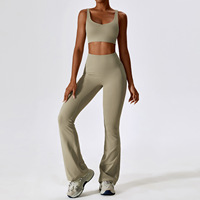 Conjunto de Yoga de 2 Piezas para Mujer, Ecológico, de Cintura Alta, Transpirable, de Secado Rápido, con Cordón Ajustable y Diseño de Malla Frontal, Leggings y Sujetador Deportivo para Gimnasio