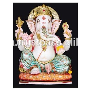 Estatua de mármol de Ganesha, hermosa estatua hecha a mano del Señor indio - Product Image 1
