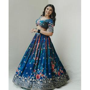 Lehenga Choli con impresión digital de estilo Georgette de imitación Premium con Dupatta a juego para bodas disponibles a precios mayoristas - Product Image 1