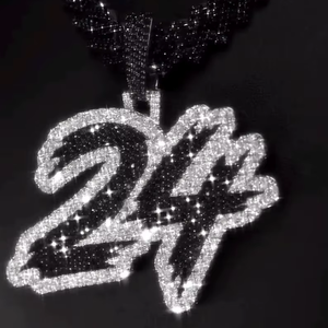 925 Sterling <b>silver</b> moissanite Black & White <b>Chunky</b> Moissanite Custom Iced Out Number Pendant Hip Hop Jewelry - Product Image 1