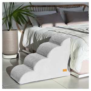 [AllmioPet] Dog Cat Stair Indoor Cloud Fabric Gray 4 Step AMP 4 GR Comfortable Steps <b>for</b> Sofa Bed and <b>Home</b> Furniture - Product Image 1