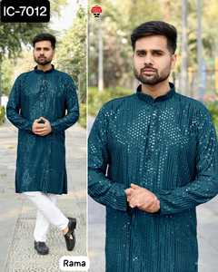 Indian <b>Men's</b> Wear Traditional Ready to Wear Fancy Kurta with Embroidery and Sequence Work <b>Mens</b> Wear Kurta with Wholesale Price - Product Image 2