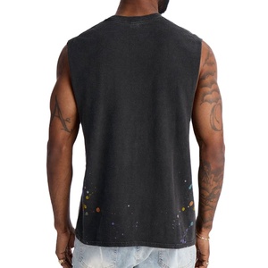 Chaleco de Moda con Diseño Estampado Lateral, Estilo Urbano, Verano, Alta Calidad, Chaleco de Algodón Jersey Grueso de 220 g/m² para Hombre - Product Image 3