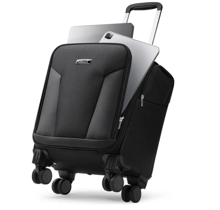 Bagaglio a mano-bagaglio a mano morbido-bagaglio a sedere leggero, Design con apertura frontale (nero)