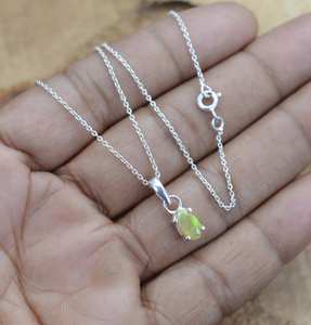 Pendentif en opale éthiopienne en argent sterling 925, bijoux en pierres précieuses naturelles, fabrication artisanale, chaîne plaquée or 24 carats, collier cadeau pour enfants - Product Image 5