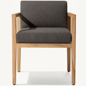 Chaise individuelle avec accoudoirs en bois de teck, équipée de mousse douce et durable pour une utilisation en extérieur - Product Image 1