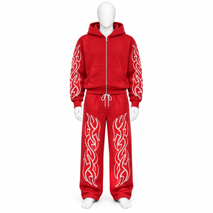 Ensemble de survêtement deux pièces personnalisé avec strass, sweat à capuche épais et pantalon de survêtement pour homme - Product Image 2
