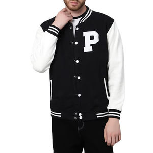 Chaqueta Varsity Bordada para Hombre, Fabricada Profesionalmente, de Lana/Poliéster, con Cuello Alto, Estilo Urbano, Venta al Por Mayor - Product Image 1