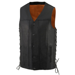 Professional Men's High Quality Black Motorcycle Spandex/Nylon Vest Custom Label Straight Bottom Side Lace Breathable Waterproof - Product Image 5