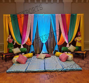 Escenario Sangeet con tema Paisley elegante para boda telón de fondo colorido con accesorios Paisley decoración de escenario perfecta para noche Mehendi - Product Image 3