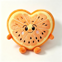 Op maat gemaakte oranje pluizige pluche speelgoed, hartvormig fruit pluche kussen, citrus fruit knuffeldier