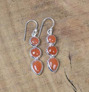 925 solide en argent Sterling fait à la main filles accessoires cornaline pierres précieuses boucles d'oreilles pour femmes balancent boucles d'oreilles bijoux en argent - Product Image 2