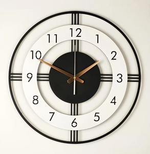 นาฬิกาแขวนผนังโลหะทรงกลมแบบคลาสสิกสีดำและสีขาวเหนือกาลเวลาดีไซน์สะดุดตาเหมาะสำหรับการตกแต่งภายในบ้าน - Product Image 5