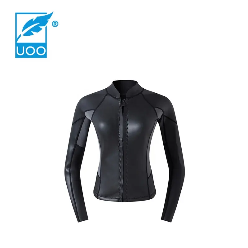 UOO Neoprene Wetsuits Top Mergulho Surf Terno Jaqueta de Manga Longa Com Zíper Frontal para As Mulheres