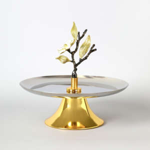 Support à gâteau double en métal doré, écologique, design personnalisable pour les décorations de mariage, prix de gros de haute qualité - Product Image 4